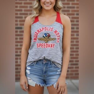 5th & Ocean Gray and Red Racerback Tank Top Size L